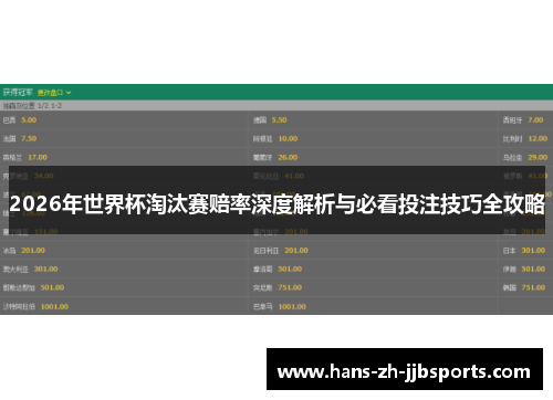 2026年世界杯淘汰赛赔率深度解析与必看投注技巧全攻略